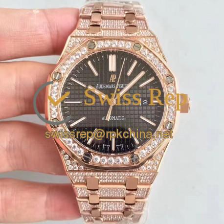 Replica Audemars Piguet Royal Oak 15400 N Rose Gold & Diamond Back Dial Swiss 3120