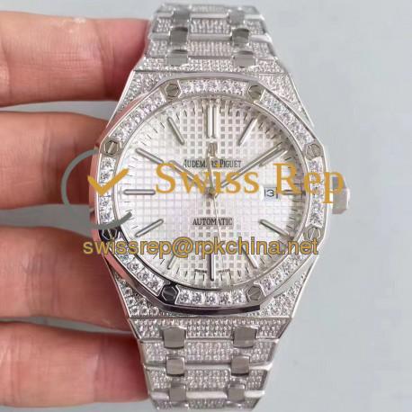 Replica Audemars Piguet Royal Oak 15400 N Stainless Steel & Diamond Silver Dial Swiss 3120