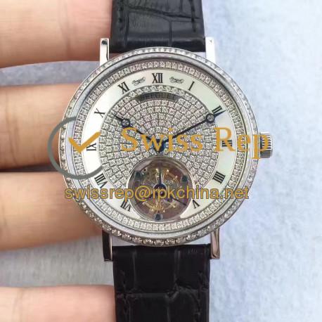 Replica Breguet Classique Tourbillon BG Stainless Steel & Diamonds Diamond Dial Swiss Tourbillon