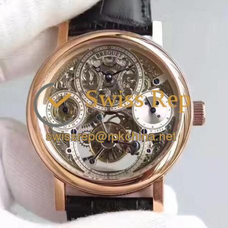 Replica Breguet Grand Complication Tourbillon AX Rose Gold Silver Skeleton Dial Swiss Tourbillon