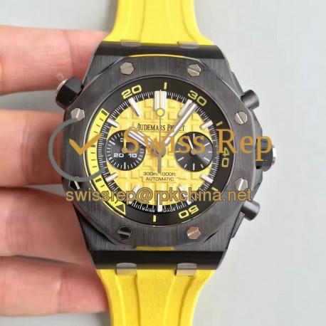 Replica Audemars Piguet Royal Oak Offshore Diver Chronograph 26703 JH Ceramic Yellow Dial Swiss 3124