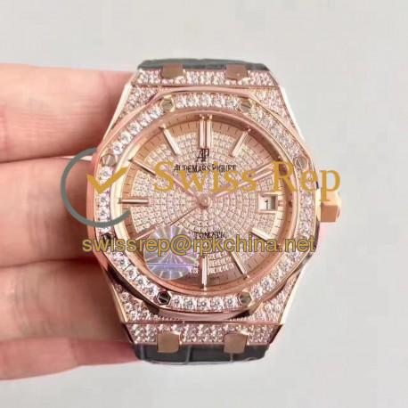 Replica Audemars Piguet Royal Oak 15450 JF Rose Gold & Diamonds Diamond Dial Swiss 3120