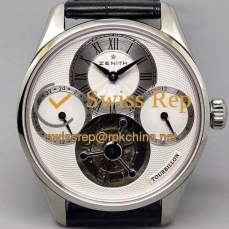 Replica Zenith EP Calender Tourbillon SS/LE White Swiss Tourbillon