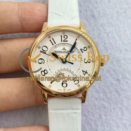 Replica Jaeger-LeCoultre Ladies Rendez-Vous Night & Day Medium 3441420 N Yellow Gold White Dial Swiss 898A/1