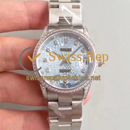 Replica Rolex Datejust 31 178159 31MM JF Stainless Steel & Diamonds Blue Dial Swiss 2836-2