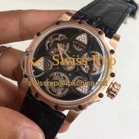 Replica Antoine Preziuso Tourbillon of Tourbillons LE Rose Gold Black Skeleton Dial Swiss Caliber AFP-TTR-3X