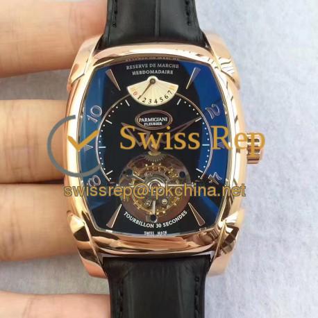 Replica Parmigiani Fleurier Kalpa Grande Tourbillon BM Rose Gold Black Dial Swiss Tourbillon