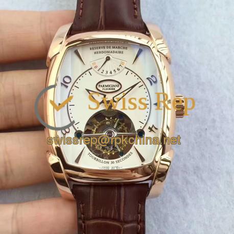 Replica Parmigiani Fleurier Kalpa Grande Tourbillon BM Rose Gold White Dial Swiss Tourbillon