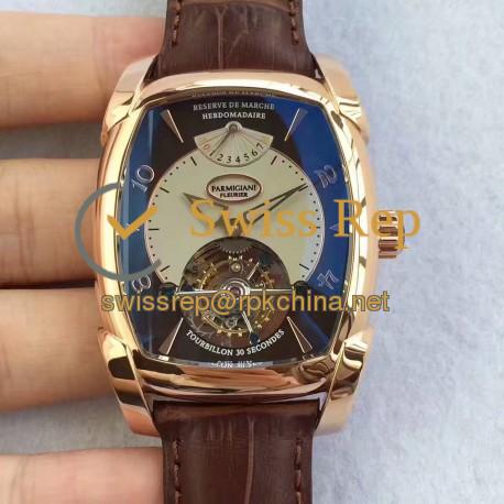 Replica Parmigiani Fleurier Kalpa Grande Tourbillon BM Rose Gold Brown & White Dial Swiss Tourbillon