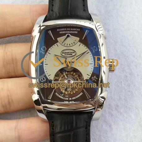 Replica Parmigiani Fleurier Kalpa Grande Tourbillon BM Stainless Steel Brown & White Dial Swiss Tourbillon