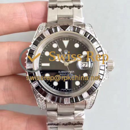 Replica Rolex Submariner Date 116610LN BP Stainless Steel & Diamonds Black Dial Swiss 2836-2