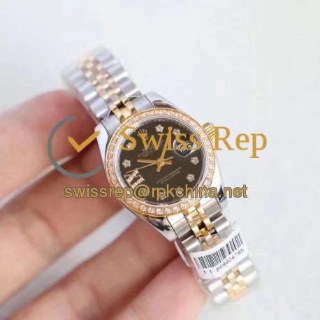 Replica Rolex Lady Datejust 28 279383RBR 28MM N Stainless Steel & Yellow Gold Black Dial Swiss 2671