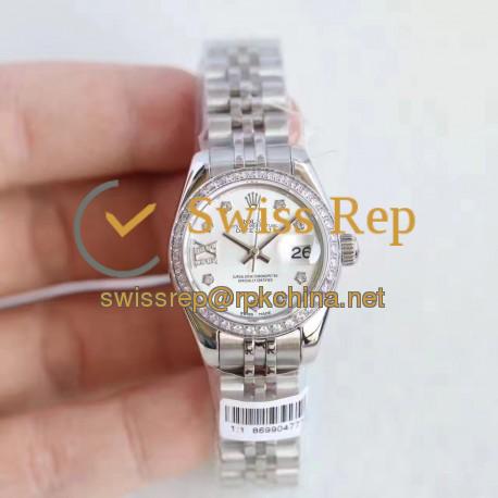 Replica Rolex Lady Datejust 28 279136RBR 28MM N Stainless Steel & Diamonds Mother Of Pearl Dial Swiss 2671