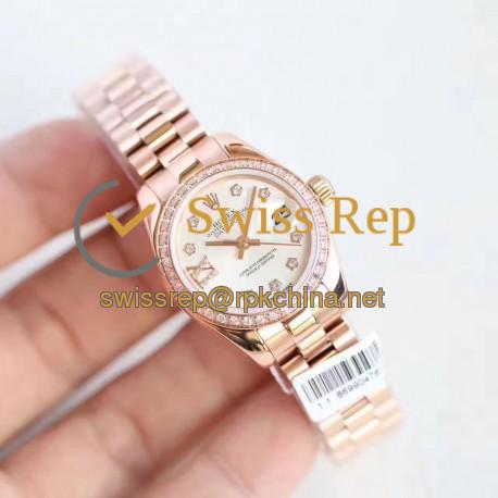 Replica Rolex Lady Datejust 28 279135RBR 28MM N Rose Gold & Diamonds Mother Of Pearl Dial Swiss 2671