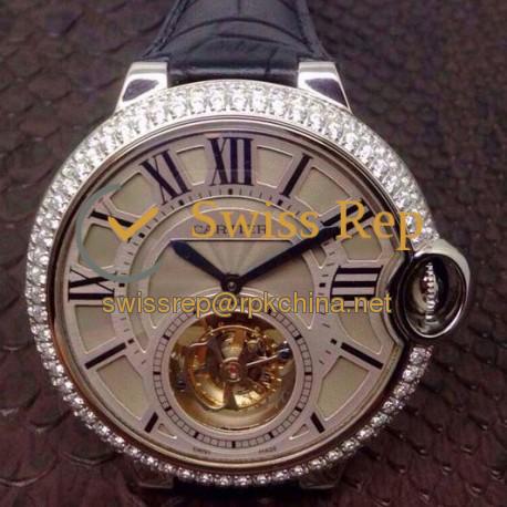 Replica Cartier Ballon Bleu Tourbillon Stainless Steel Silver Dial Swiss Tourbillon